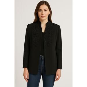 Vintage Liz Claiborne NIGHT Black Beaded Blazer Jacket – Size 4 NWT – $280 MSRP